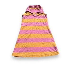 Hanna Andersson Pink‎ & Orange Striped Collared Sleeveless Dress Sz 120 (6-7)